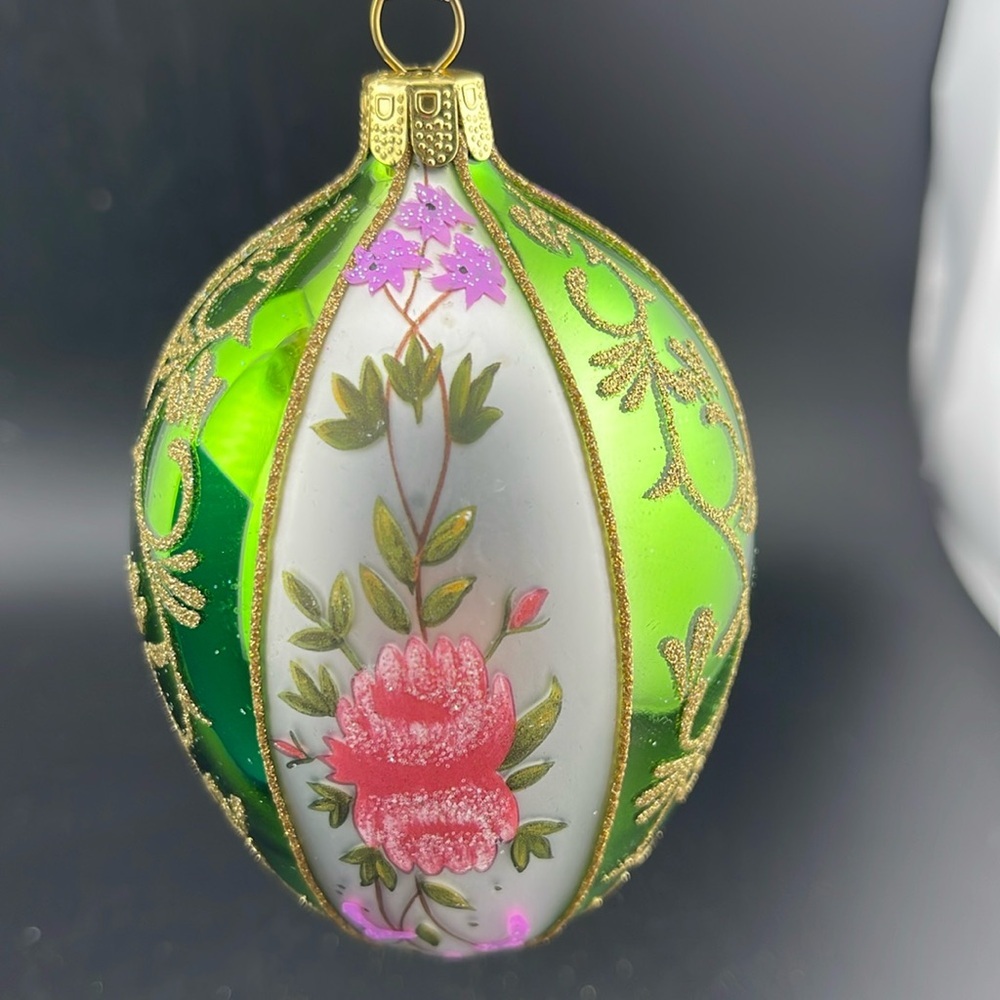 Joan Rivers Glass Russian Egg Christmas Ornament